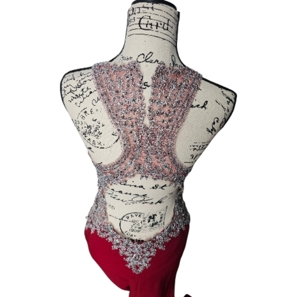 GLS Elegant Red and Silver Evening Prom Gown - Picture 7 of 8